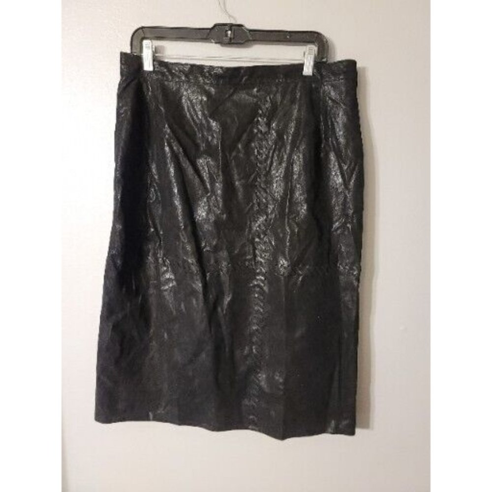 Canyon Road Black Faux Leather Lined Skirt Size 14 NWT